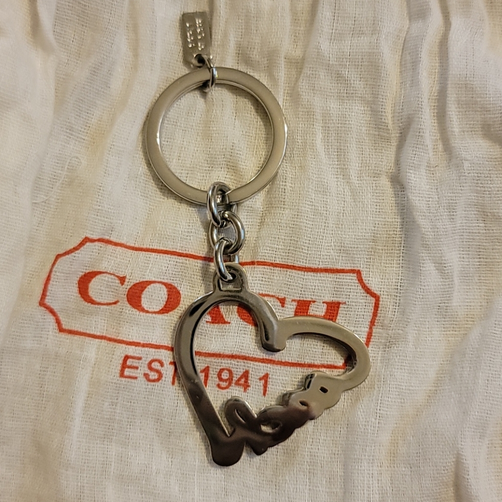 Coach Heart Pave Crystal Script Keyfob Keychain - Picture 5 of 6